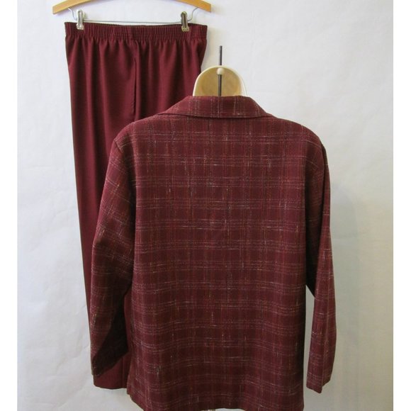 BonWorth Jacket Pants Top Size Petite M Career Casual Burgundy Red 3 Piece Set - Picture 4 of 11